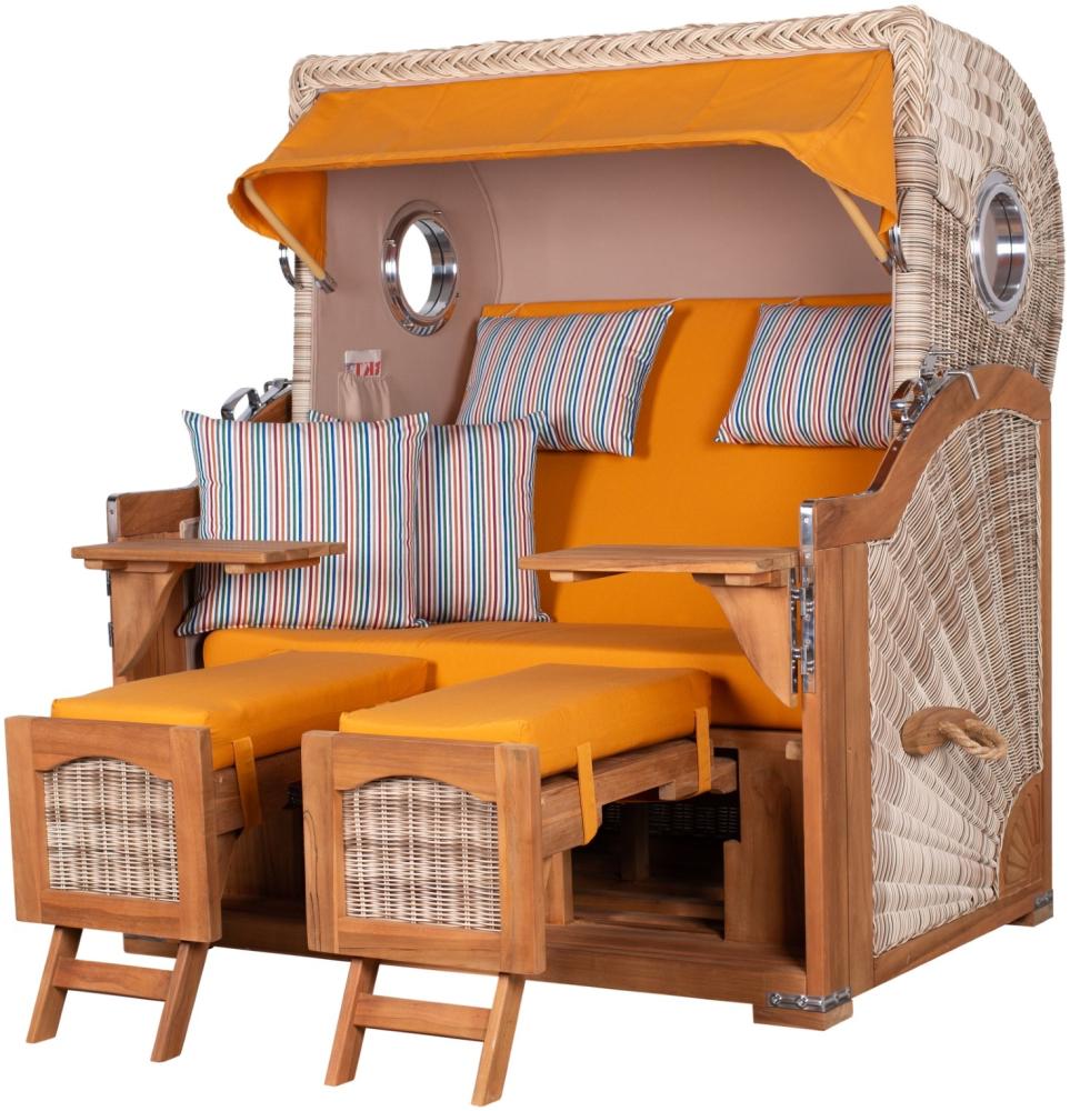 Strandkorb Komplettset - bene living - Ammersee Grande XL Teak - PE shell - Modell 586 - inkl. Liftersystem Bild 1