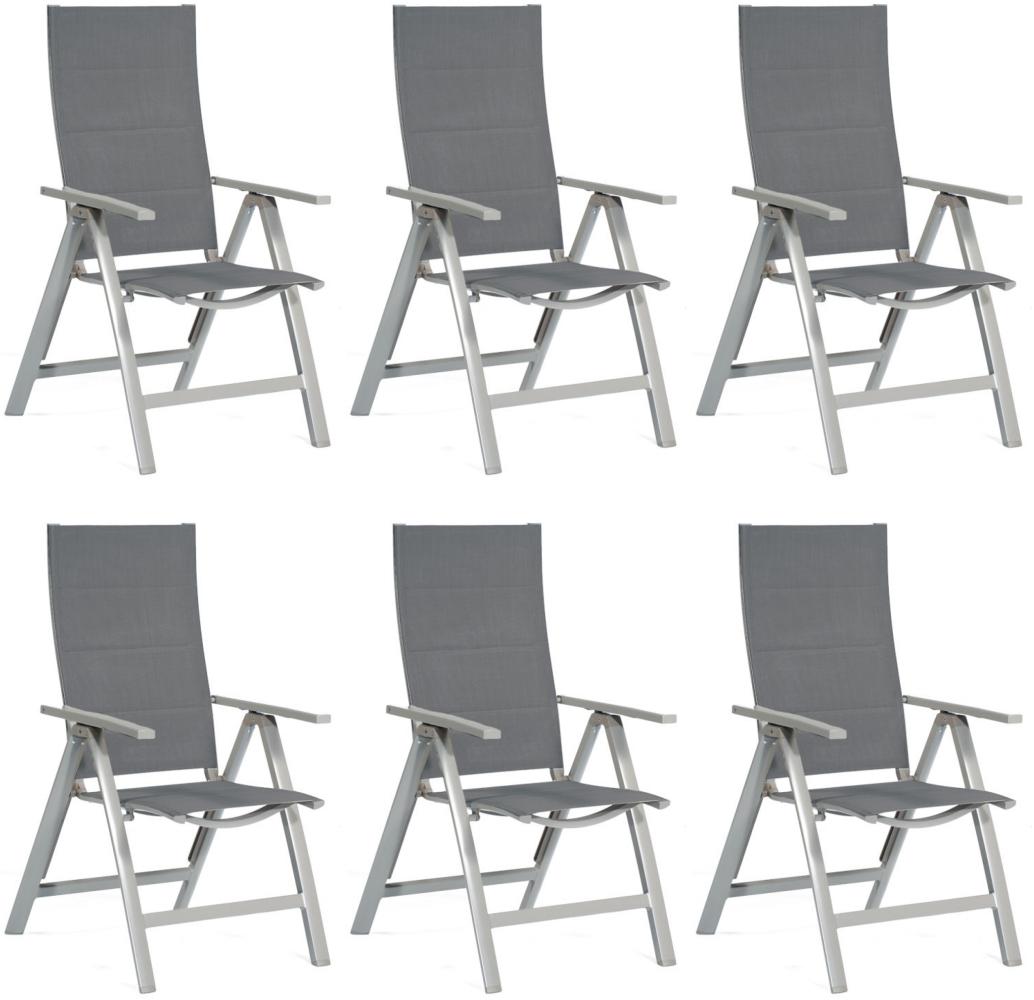 SunnySmart 6er-Set Garten-Klappsessel Concept Aluminium mit Polstertextilgewebe silber Gartenstuhl Bild 1