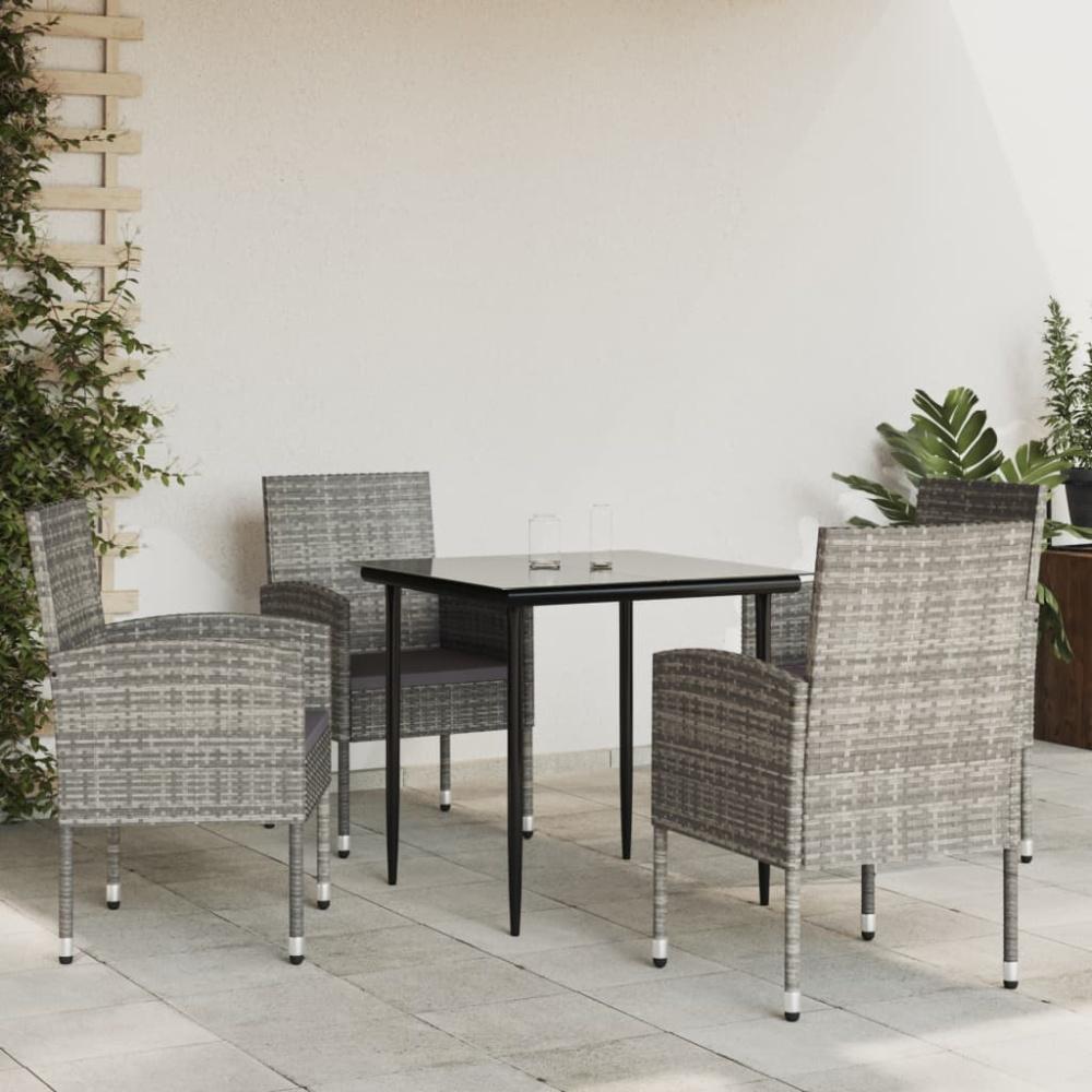 vidaXL 5-tlg. Garten-Essgruppe Grau und Schwarz Poly Rattan und Stahl Bild 1