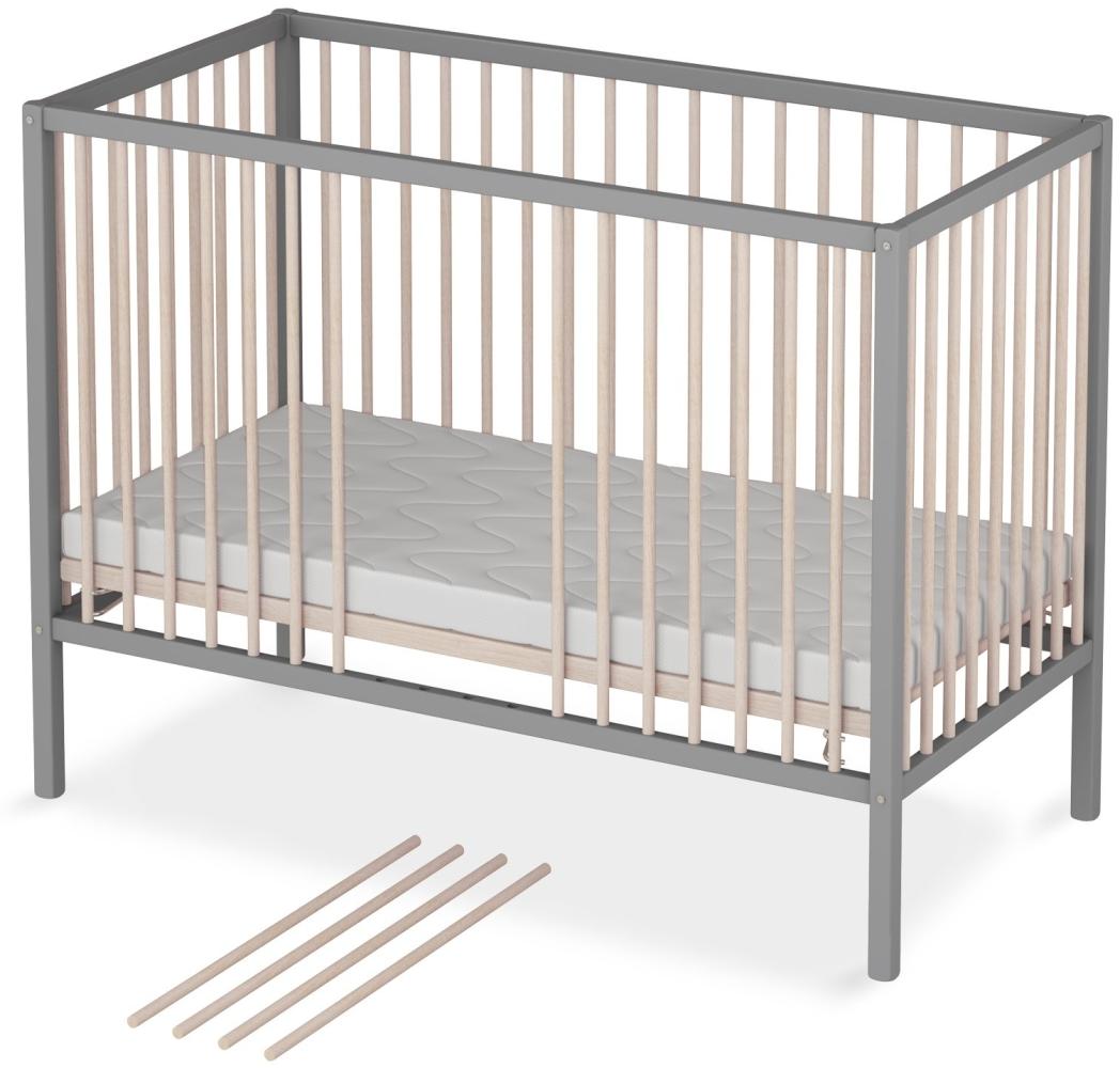 Sämann Babybett Sleepy 60x120 cm mit Matratze ECO comfort, grau/natur Bild 1