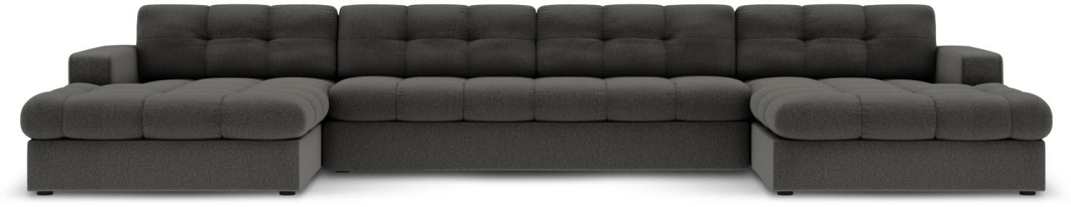 Micadoni 5-Sitzer Panorama Sofa Justin | Bezug Dark Grey | Beinfarbe Black Plastic Bild 1