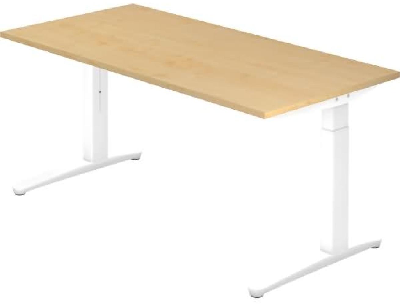 'XB16' Schreibtisch, C-Fuß, 160x80cm, Ahorn / Weiß Bild 1