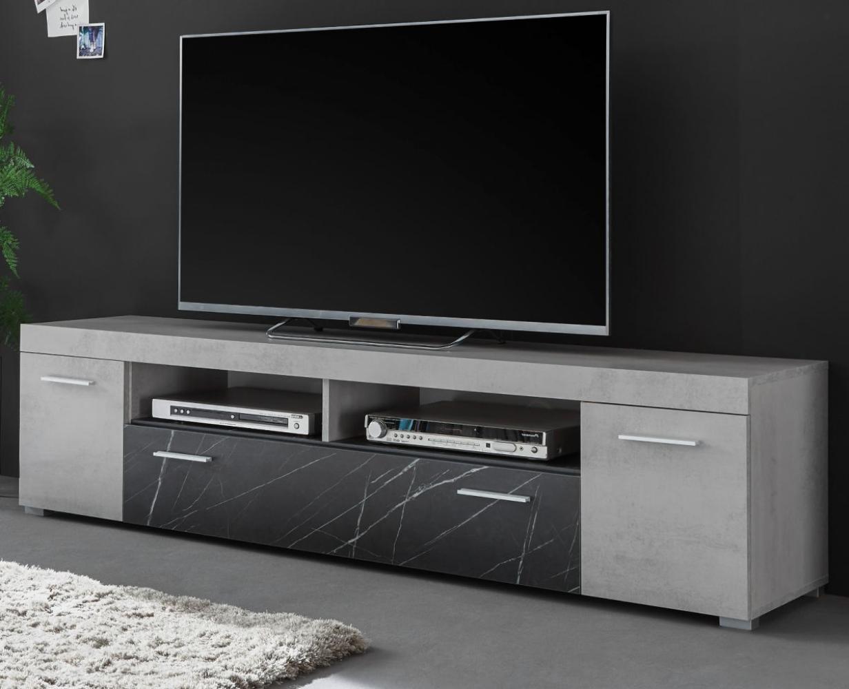 TV-Lowboard Riaza in grau und Marmor Optik anthrazit 180 cm Bild 1