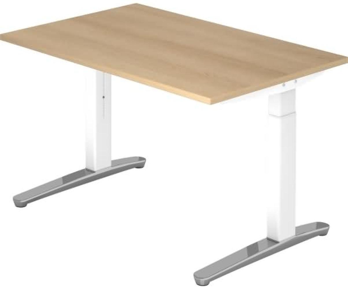 'XB12' Schreibtisch, C-Fuß, poliert, 120x80cm, Eiche / Weiß Bild 1