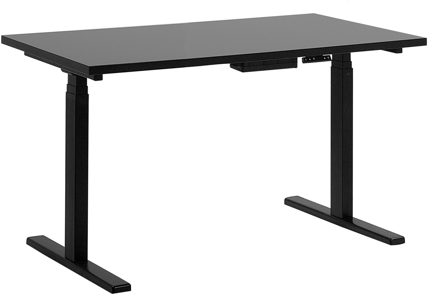 Schreibtisch elektrisch höhenverstellbar, Spanplatte Schwarz, 63-126 x 130 x 72 cm Bild 1