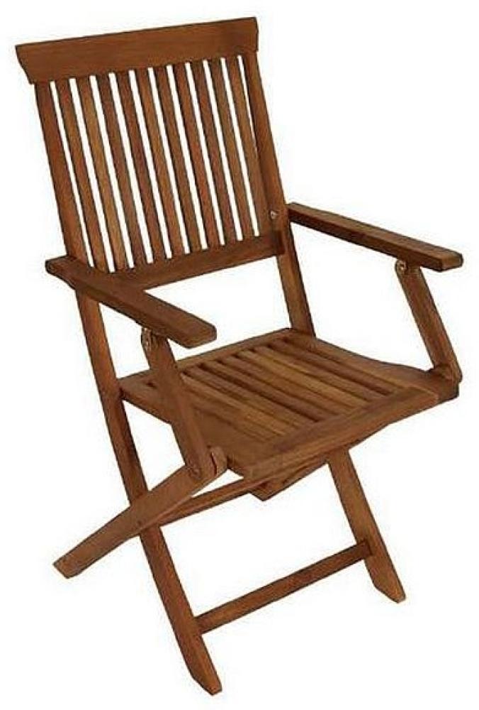 Klappstuhl Gartenstuhl Stuhl 4er Set mit Armlehnen klappbar aus Akazienholz Bild 1