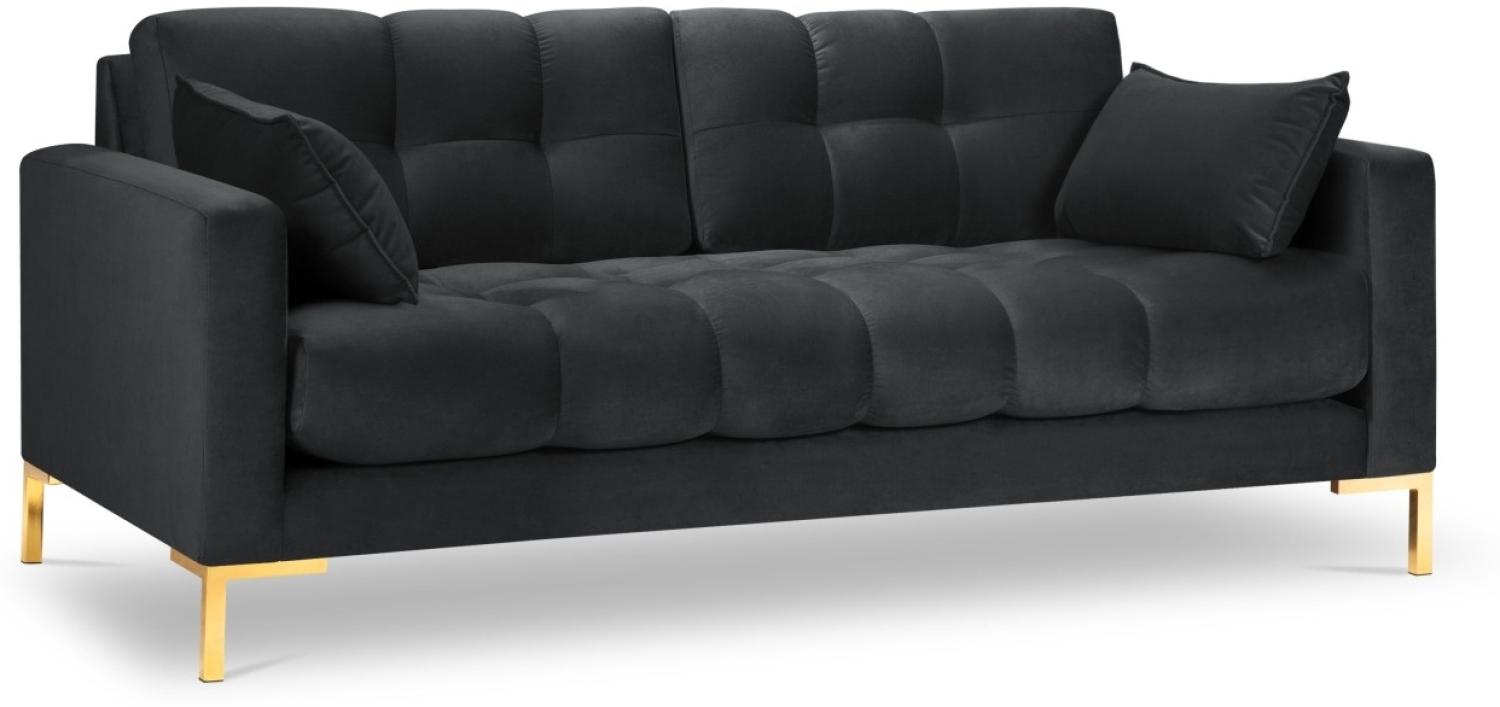 Micadoni 2-Sitzer Samtstoff Sofa Mamaia | Bezug Dark Grey | Beinfarbe Gold Metal Bild 1