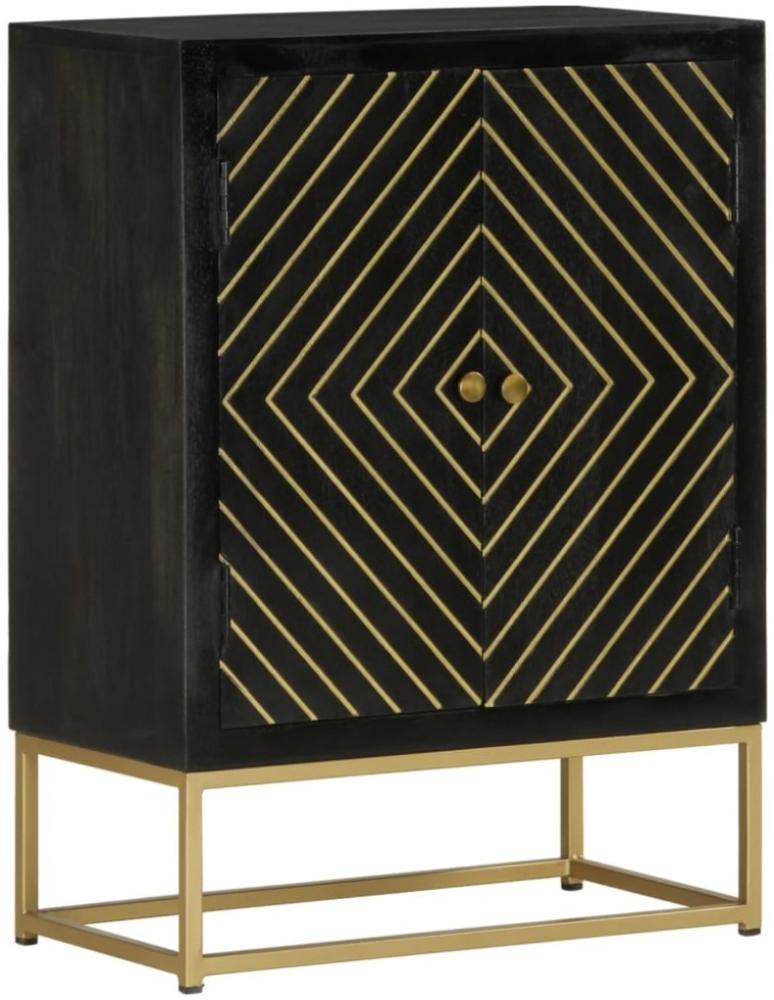 vidaXL Sideboard mit 2 Türen Schwarz Gold 55x30x75 cm Massivholz Mango Bild 1