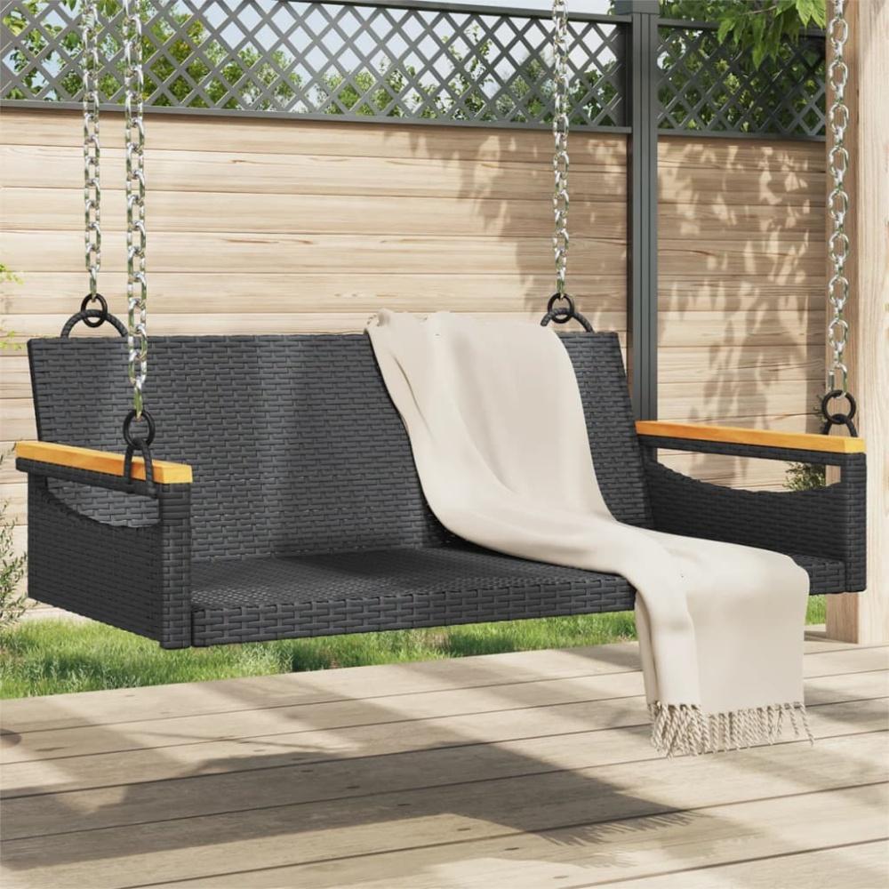 vidaXL Hängebank Schwarz 109x62x40 cm Poly Rattan Bild 1