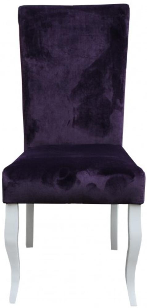 Casa Padrino Esszimmer Stuhl Lila/ Weiß ohne Armlehnen - Barock Möbel Bild 1