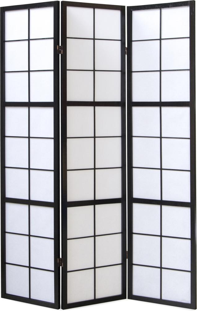 3fach Paravent Raumteiler Shoji, Holz schwarz, 175x132 cm Bild 1