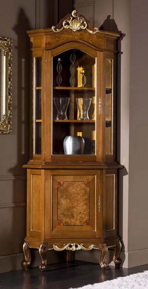 Casa Padrino Luxus Barock Vitrine Braun / Gold - Handgefertigter Massivholz Vitrinenschrank mit 2 Türen - Prunkvolle Barock Möbel - Luxus Qualität - Made in Italy Bild 1