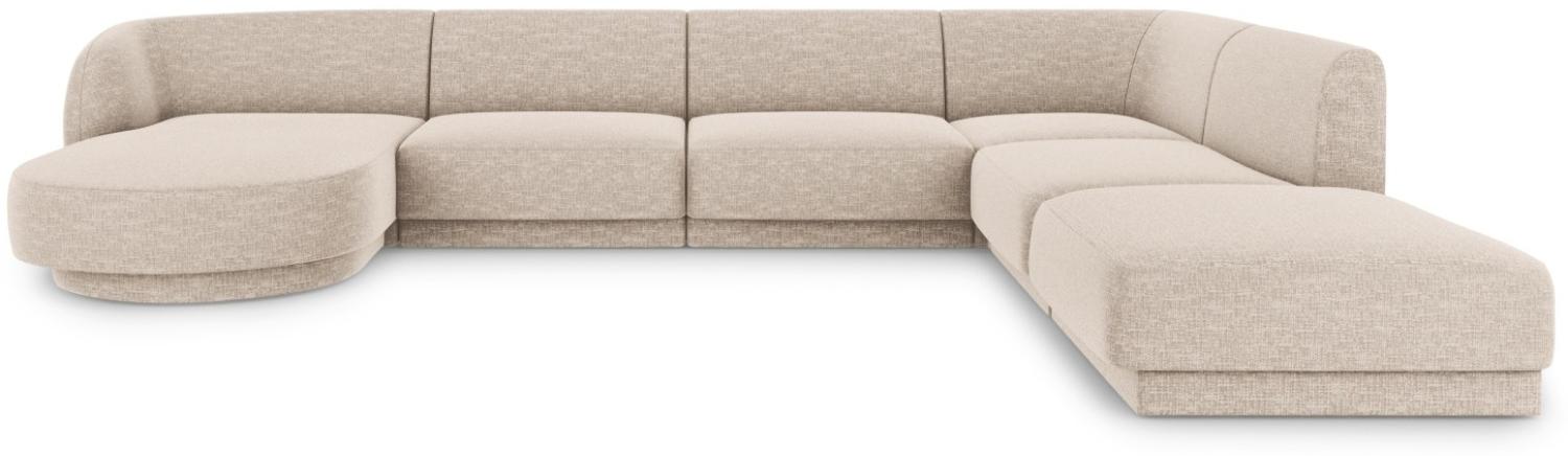 Micadoni 6-Sitzer Panorama Ecke rechts Sofa Miley | Bezug Beige | Beinfarbe Black Plastic Bild 1