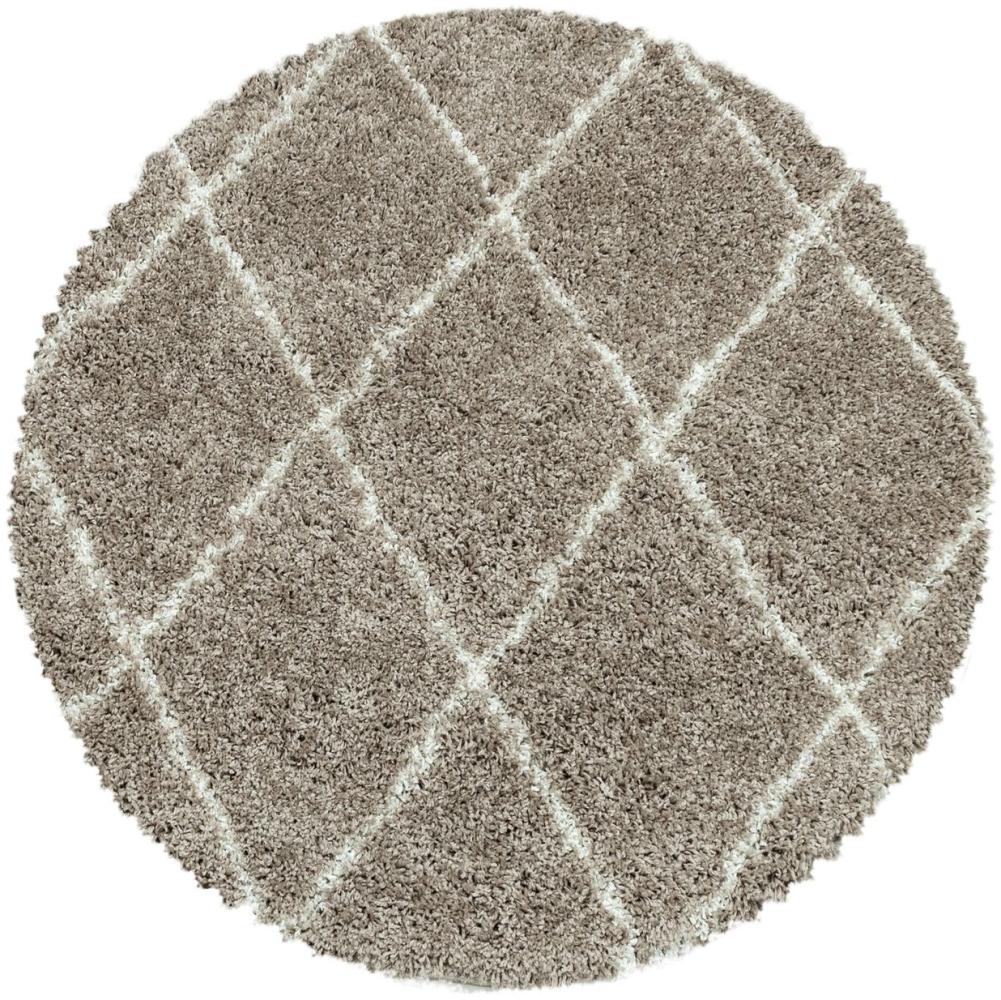 Hochflor Teppich Adriana rund - 120 cm Durchmesser - Grau Bild 1