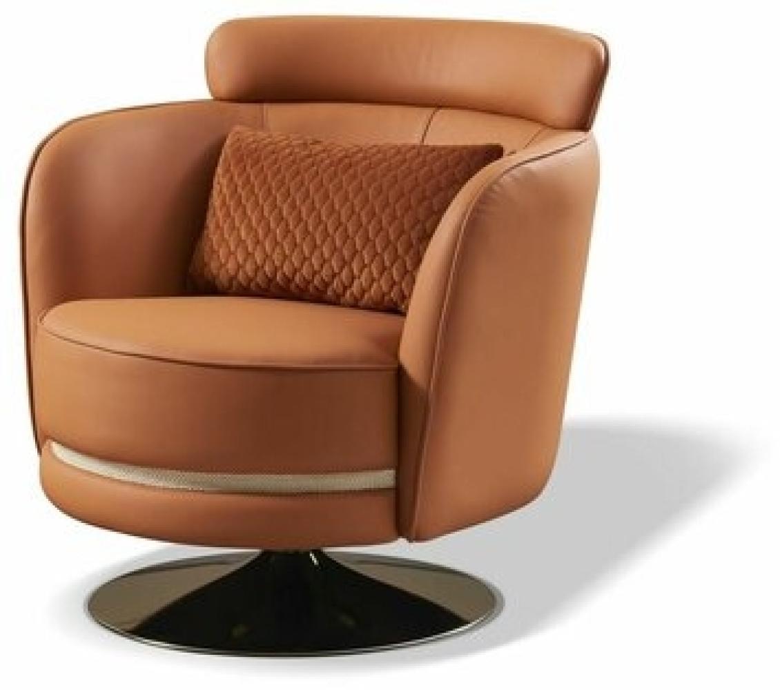 Lehnstuhl Design Sessel Dreh Leder Polster Wohnzimmer Drehbarer Stuhl Bild 1