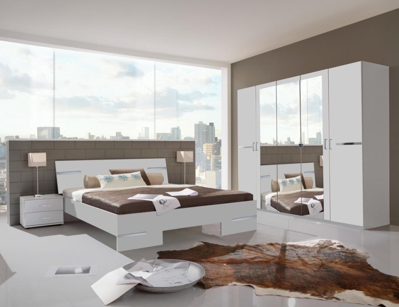 Wimex Schlafzimmer Anna komplett Spiegel Bett 180x200cm 4-teilig weiß Bild 1