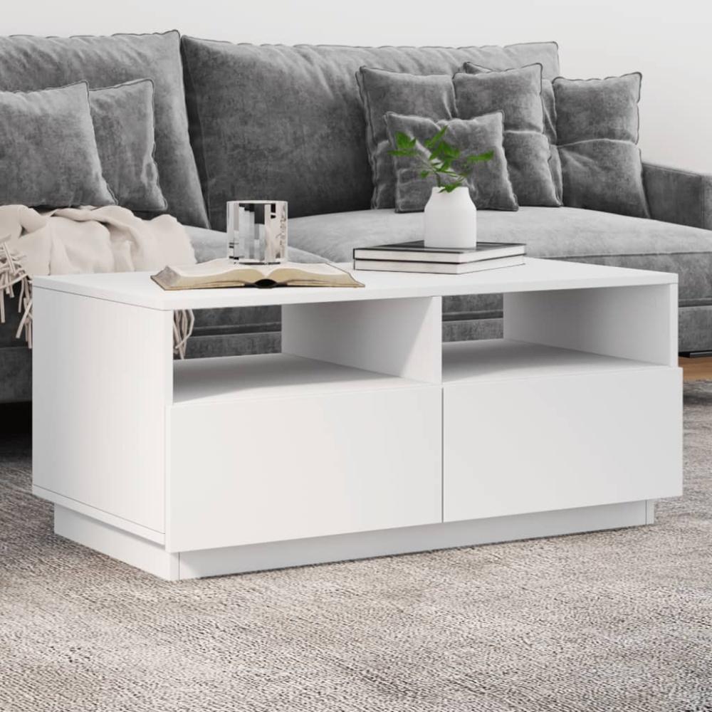 vidaXL Couchtisch mit LED-Leuchten Weiß 90x49x40 cm Bild 1