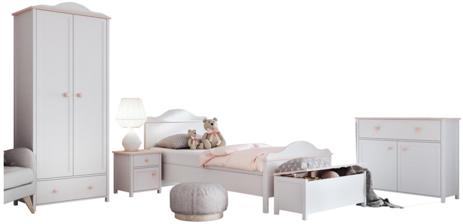 Mirjan24 'Luna I' 5-tlg.Kinderzimmer-Set, weiß, aus Bett 90x200 cm, Kleiderschrank, Kommode, Nachttisch und Truhe Bild 1