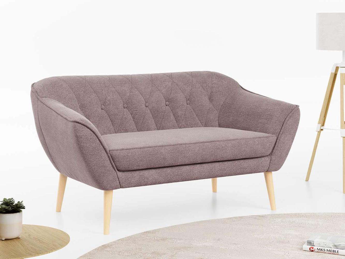 Sofa, Skandinavischer Stil, Holzbeine - PIRS - 2 Sitzer - Rosa - Struktur Bild 1