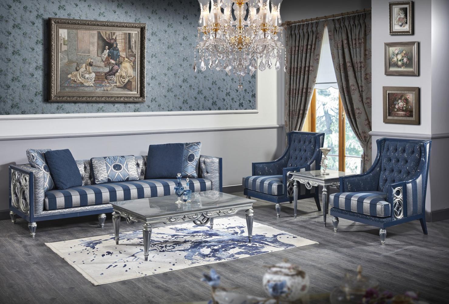 Casa Padrino Luxus Barock Couchtisch Silber 143 x 94 x H. 44 cm - Wohnzimmertisch im Barockstil Bild 1