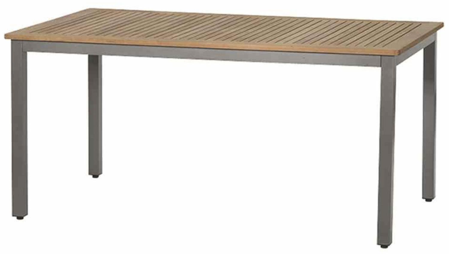 Geneva Dining Tisch 160x90x74 cm Gestell Aluminium matt-graphit, Tischplatte Teakholz natur Bild 1