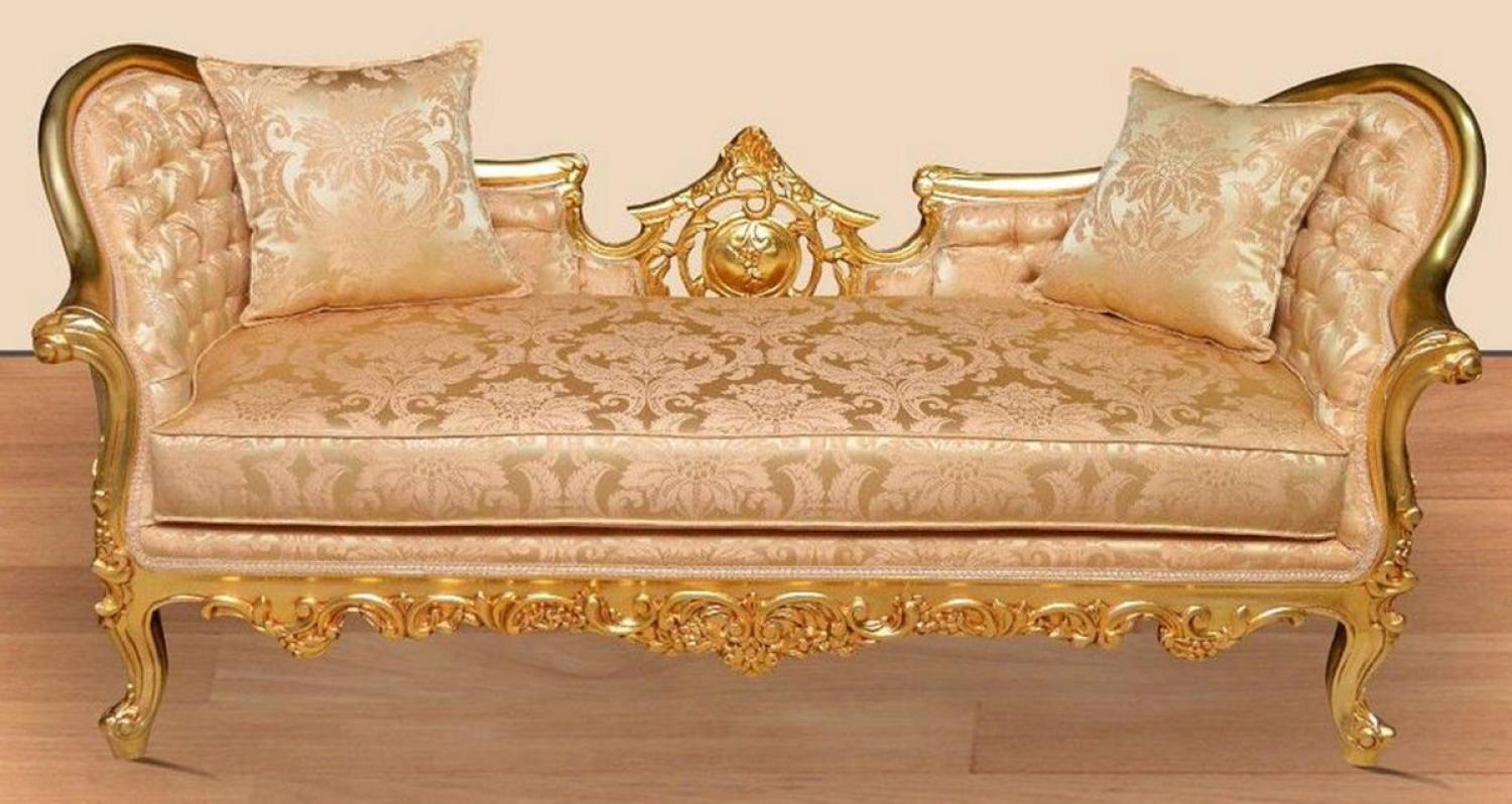 Casa Padrino Barock Wohnzimmer Sofa Gold / Gold - Handgefertigte Lounge Couch mit edlem Muster - Barock Wohnzimmer Möbel Bild 1