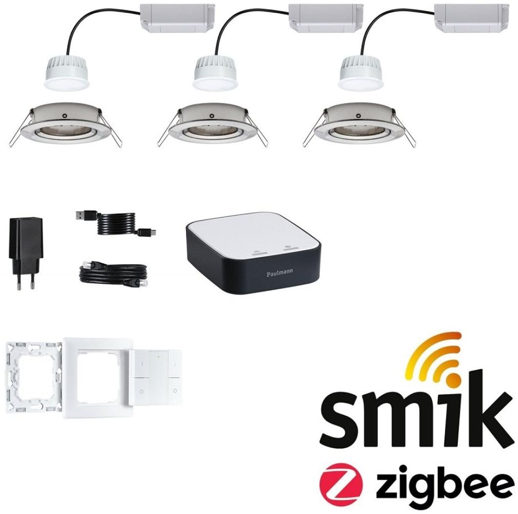 Paulmann 5180 Bundle Zigbee smik Gateway LED Einbauleuchte Nova Plus Coin Basisset tunable white Bild 1