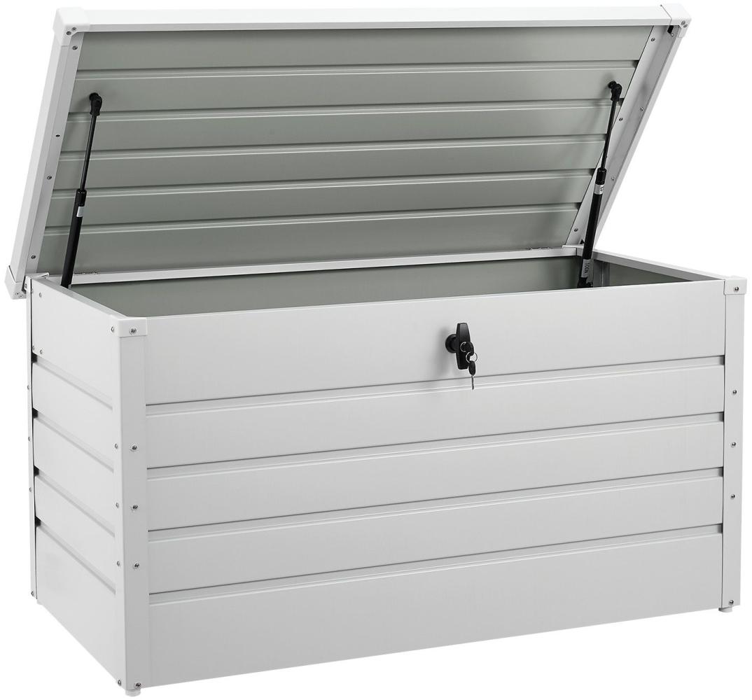 Juskys Metall Aufbewahrungsbox Limani 380 Liter - Outdoor Box - wasserdicht, abschließbar - Gartenbox, Auflagenbox, Kissenbox für Garten Weiß Bild 1