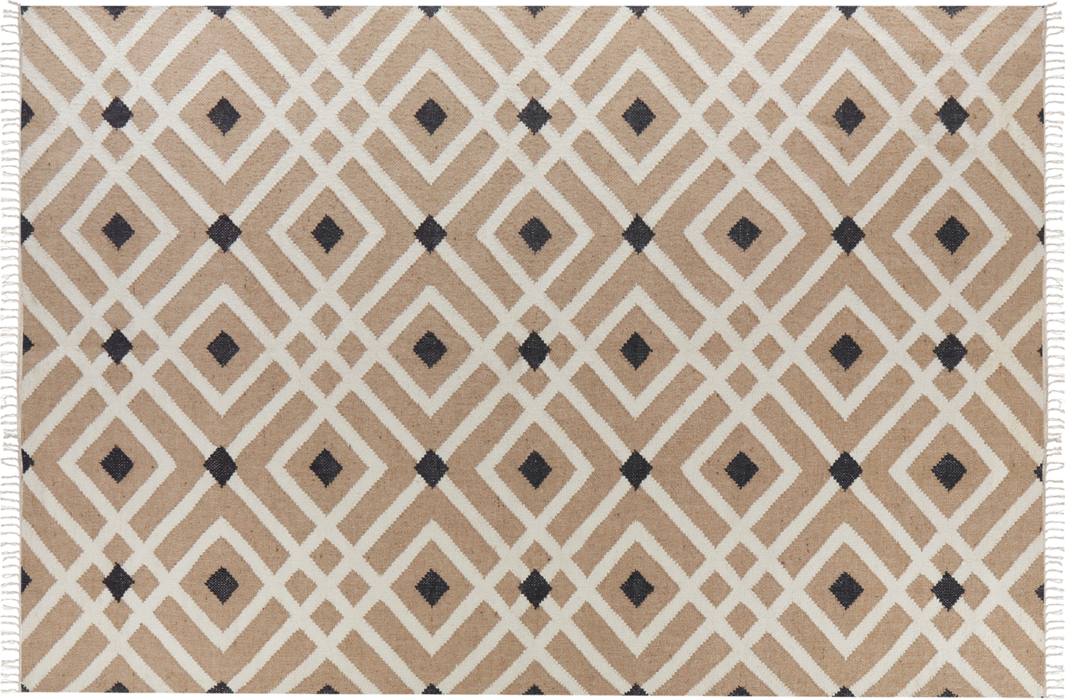 Teppich Jute beige schwarz 200 x 300 cm geometrisches Muster Kurzflor ESENCIK Bild 1