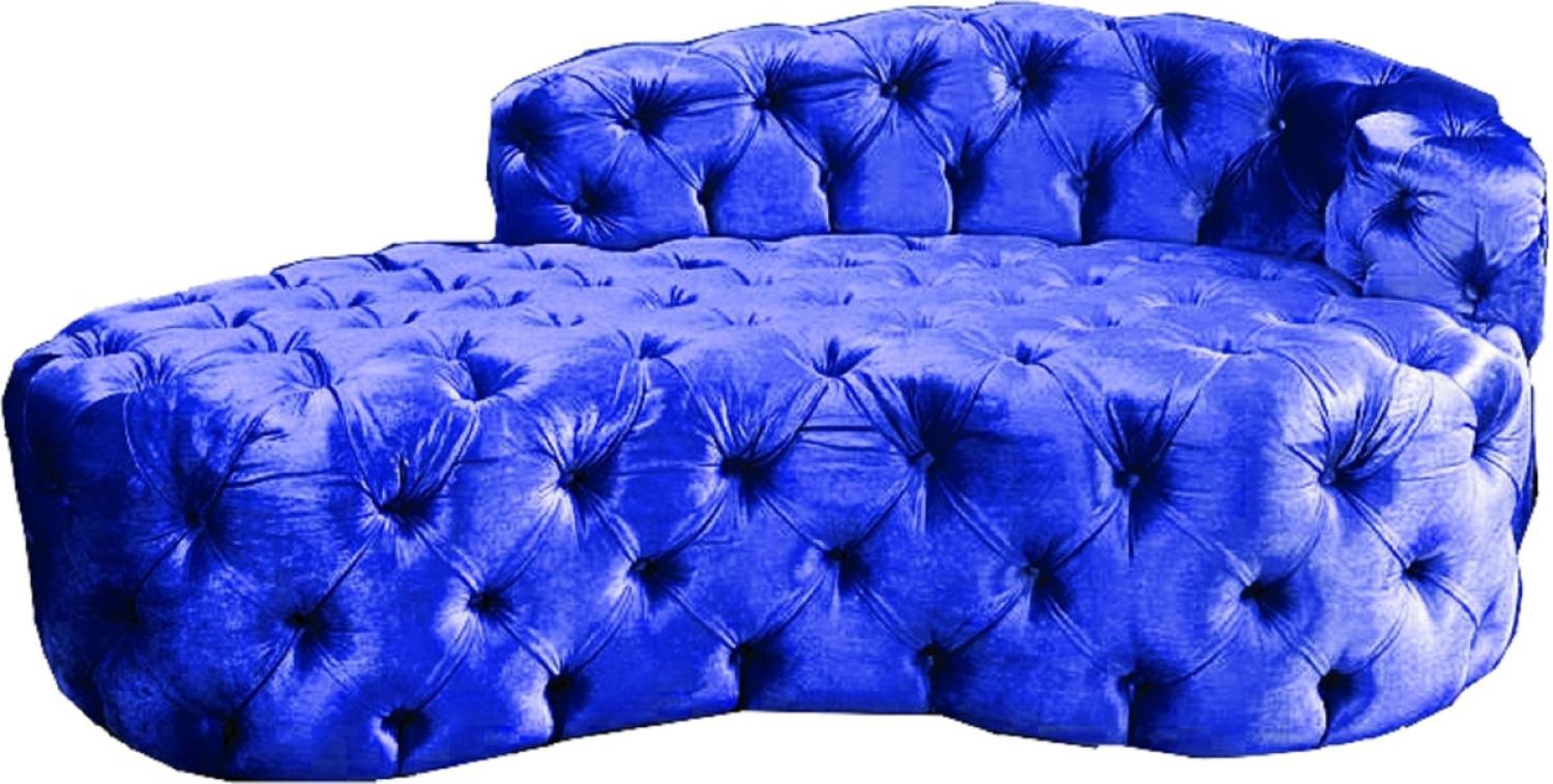 Casa Padrino Luxus Chesterfield Samt Chaiselongue Blau Bild 1