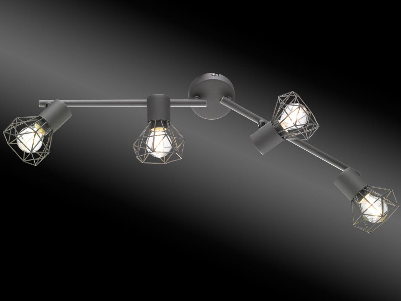 LED Deckenstrahler Grau 4flammig, Gitterlampe schwenkbar, 60cm lang Bild 1