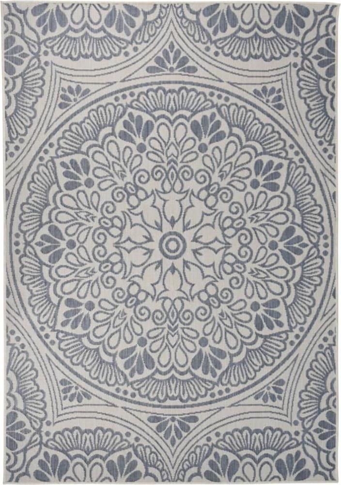 vidaXL Outdoor-Teppich Flachgewebe 160x230 cm Blaues Muster Bild 1