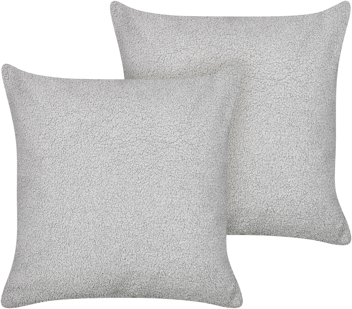 Kissen 2er Set Bouclé Grau LEUZEA 45 x 45 cm Bild 1