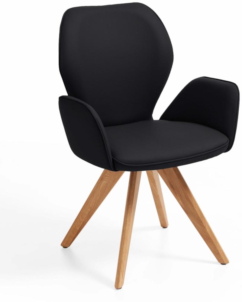 Niehoff Sitzmöbel Colorado Trend-Line Design-Armlehnenstuhl Gestell Wildeiche - Leder Napoli schwarz Bild 1