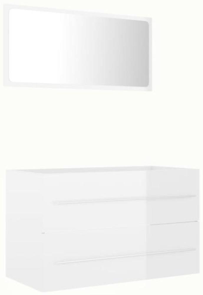 vidaXL 2-tlg. Badmöbel-Set Hochglanz-Weiß Spanplatte, 80 x 38,5 x 48 cm Bild 1