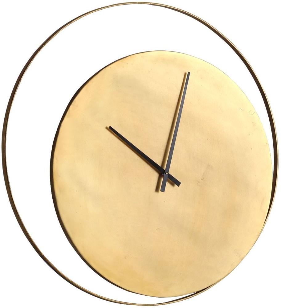Casa Padrino Designer Wanduhr Gold Ø 80 cm - Runde Industrial Design Metall Uhr - Wohnzimmer Deko Accessoires Bild 1