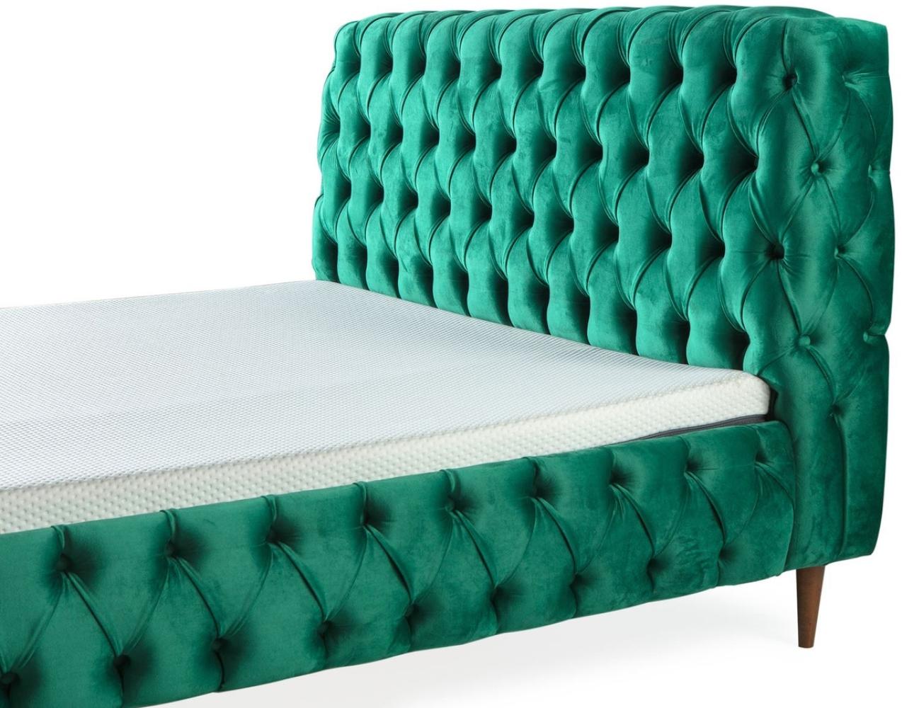 Casa Padrino Luxus Chesterfield Doppelbett Grün / Braun - Verschiedene Größen - Modernes Bett mit Matratze und Sitzbank - Schlafzimmer Möbel Bild 1