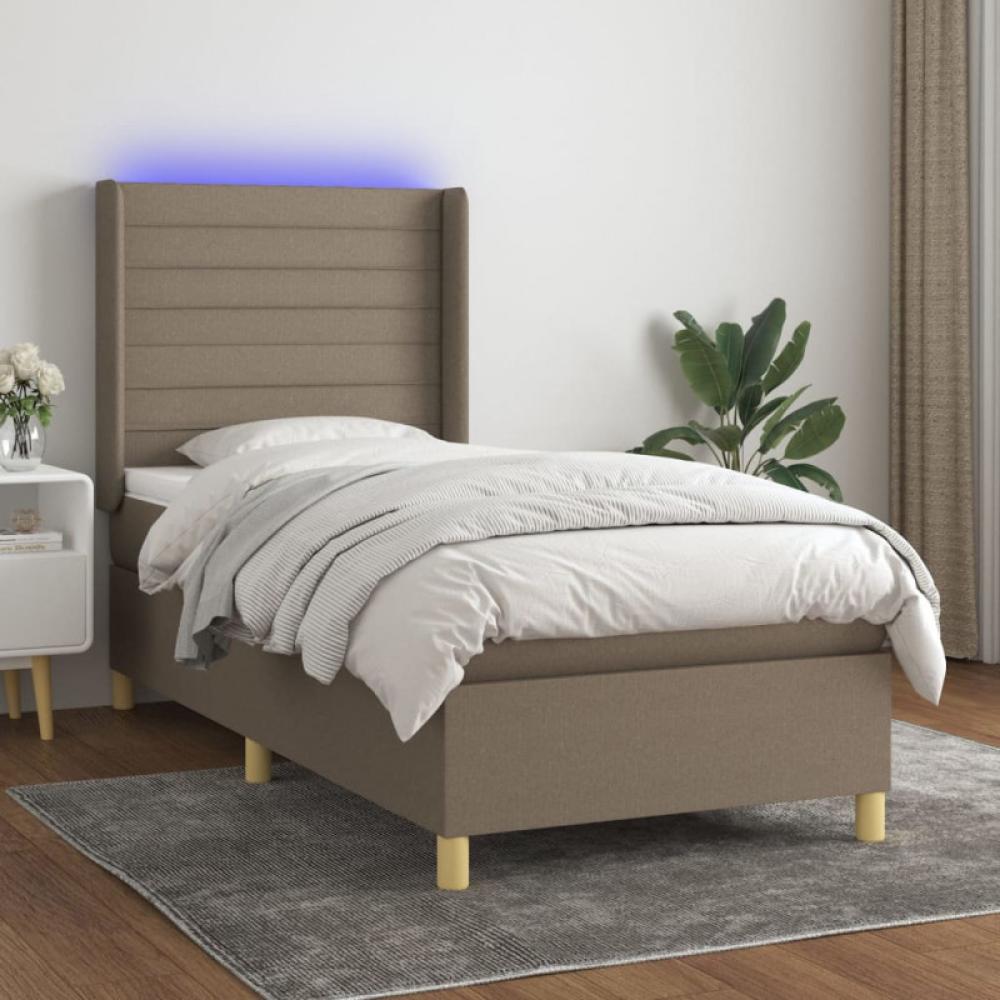 Boxspringbett mit Matratze & LED Taupe 90x190 cm Stoff (Farbe: Taupe) Bild 1