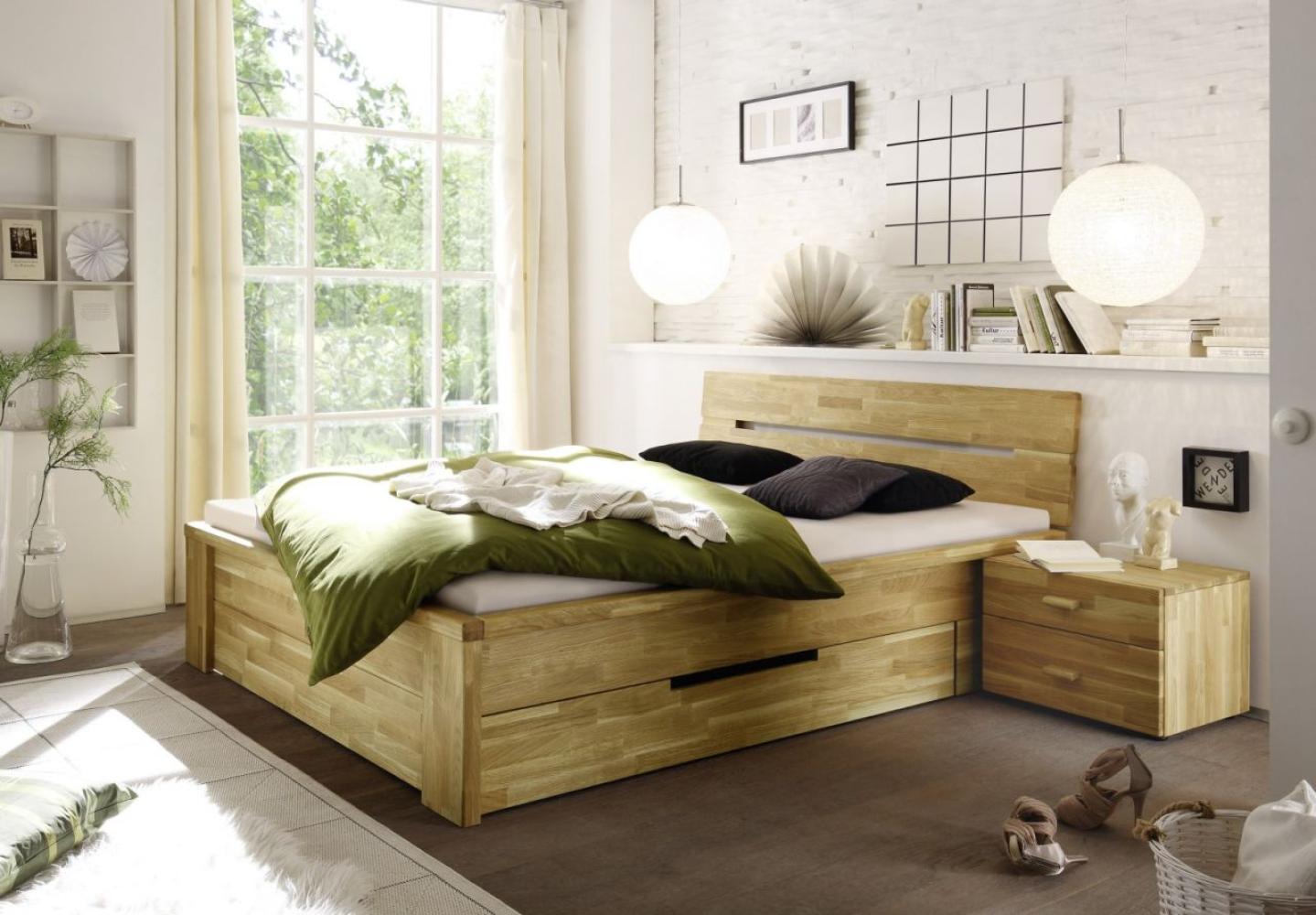 Massivholzbett Schlafzimmerbett - RONI - Bett Wildeiche 160x200 cm Bild 1