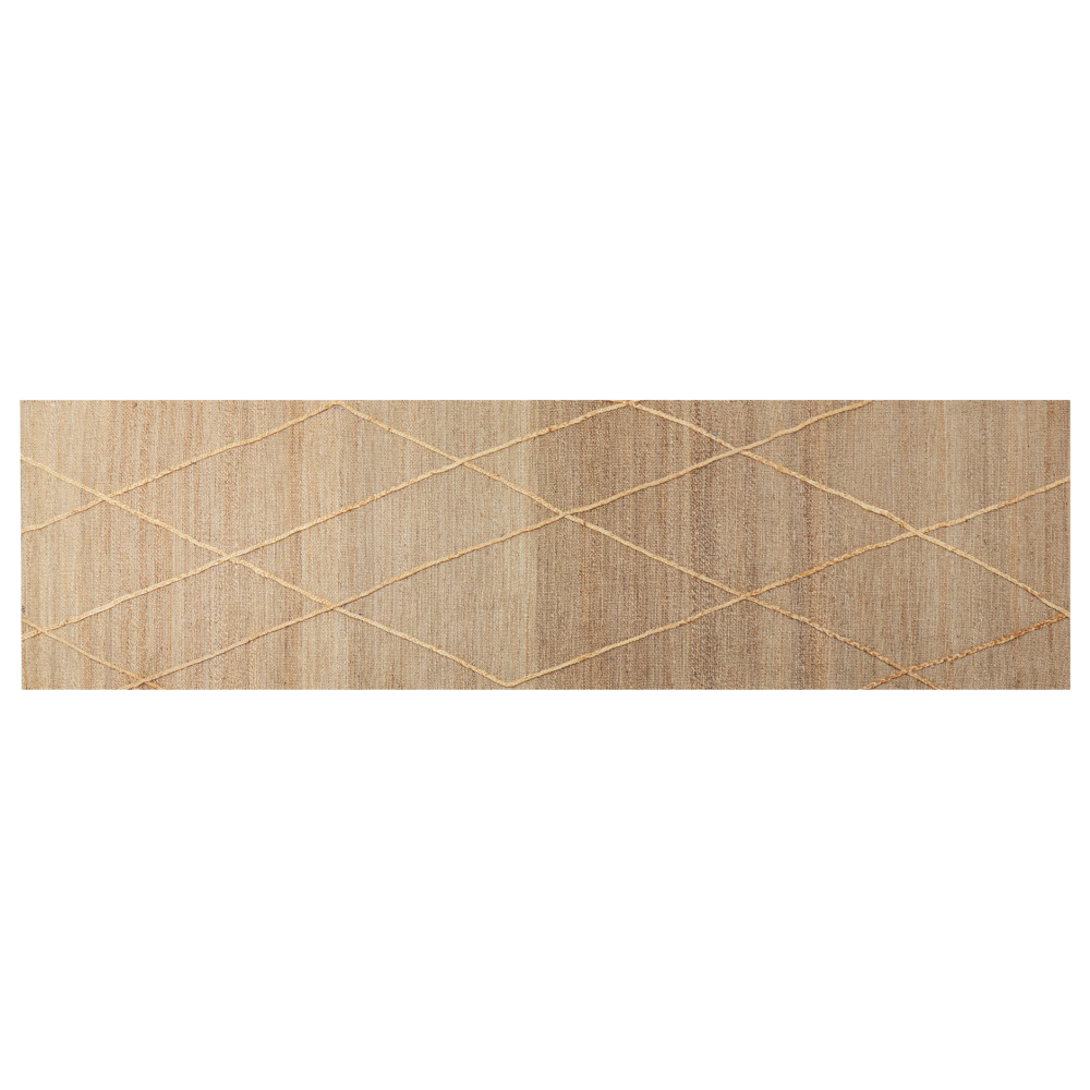 Teppich Jute beige 80 x 300 cm geometrisches Muster Kurzflor YUVACIK Bild 1