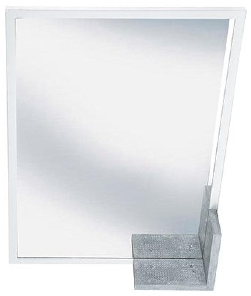 Bruno - Wandspiegel mit kleiner Ablage, quer- und längs verwendbar, Betonoptik mit weissem Rahmen Bild 1