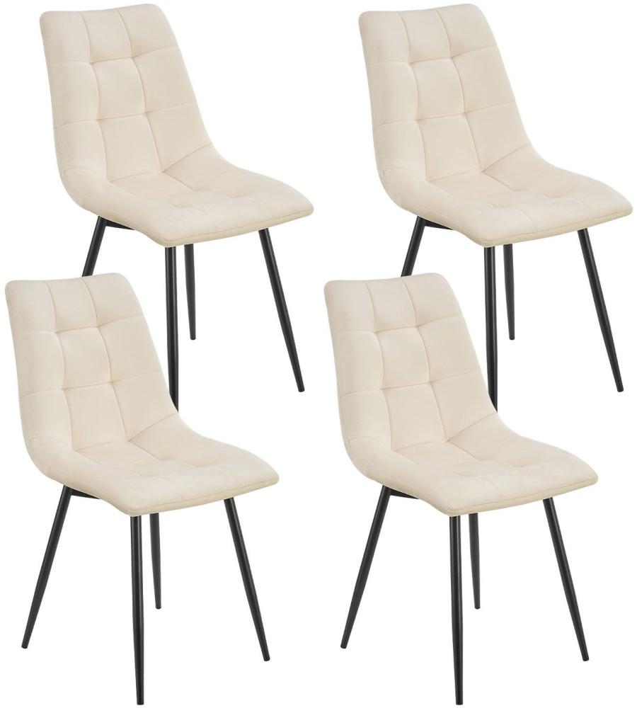Juskys Esszimmerstühle Blanca 4er Set - Samt Stühle gepolstert - Stuhl für Esszimmer, Küche & Wohnzimmer - modern, belastbar bis 120 kg Beige Bild 1
