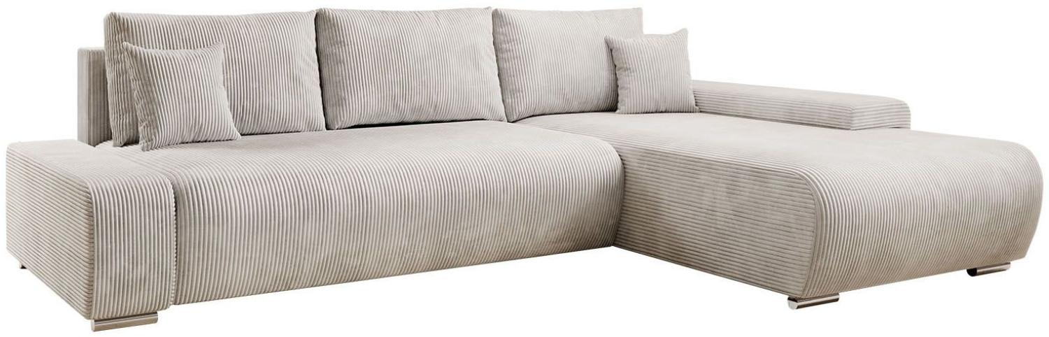 Juskys Sofa Iseo Rechts mit Schlaffunktion - Stoff Couch L Form für Wohnzimmer, bequem, ausziehbar - Schlafsofa Ecksofa Eckcouch Schlafcouch Beige Bild 1