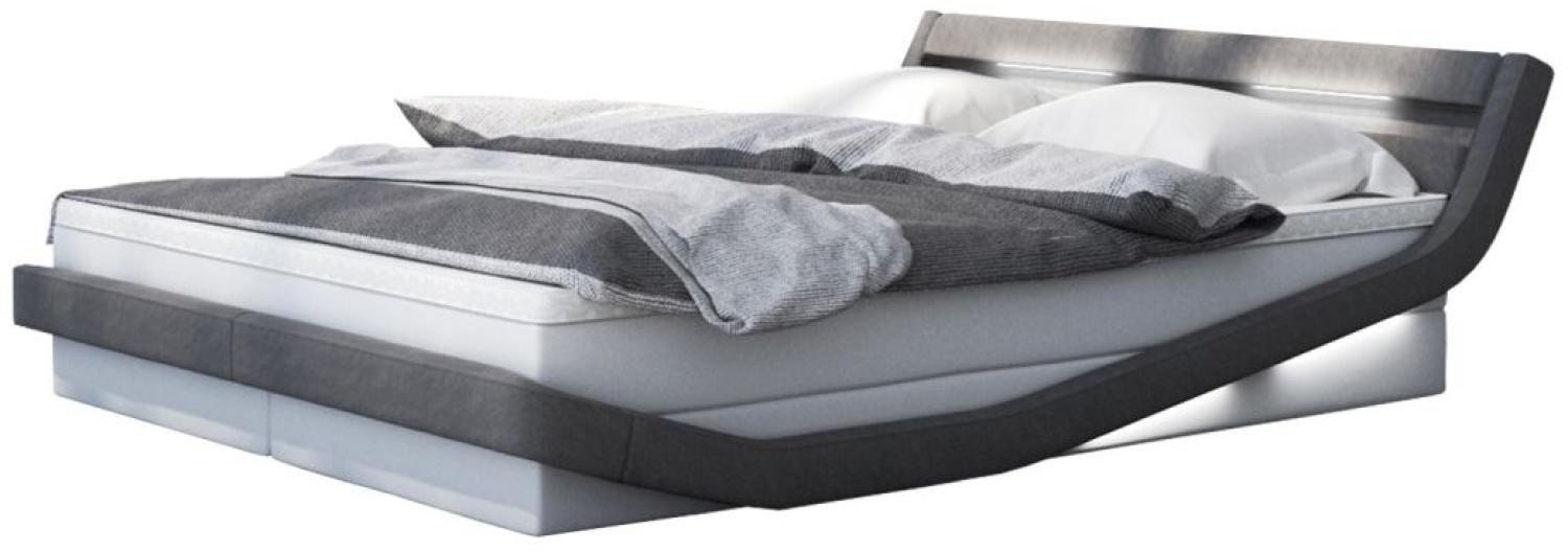 SalesFever Bett Boxspringbett 180x200 cm weiß/grau LED Holz, Kunstlederweiß/grau Bild 1