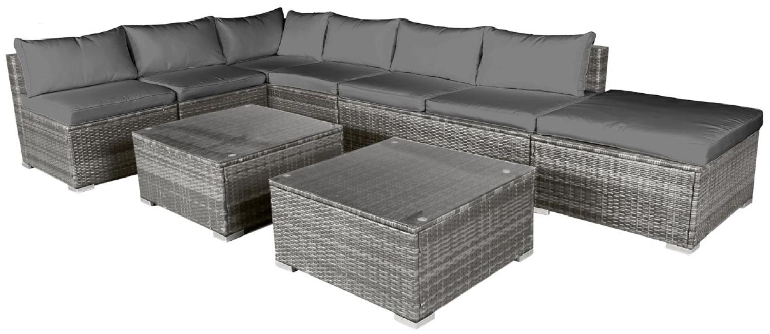 BRAST Gartenmöbel Lounge Sofa Couch Set Relax Grau Poly-Rattan für 6 Personen Bild 1