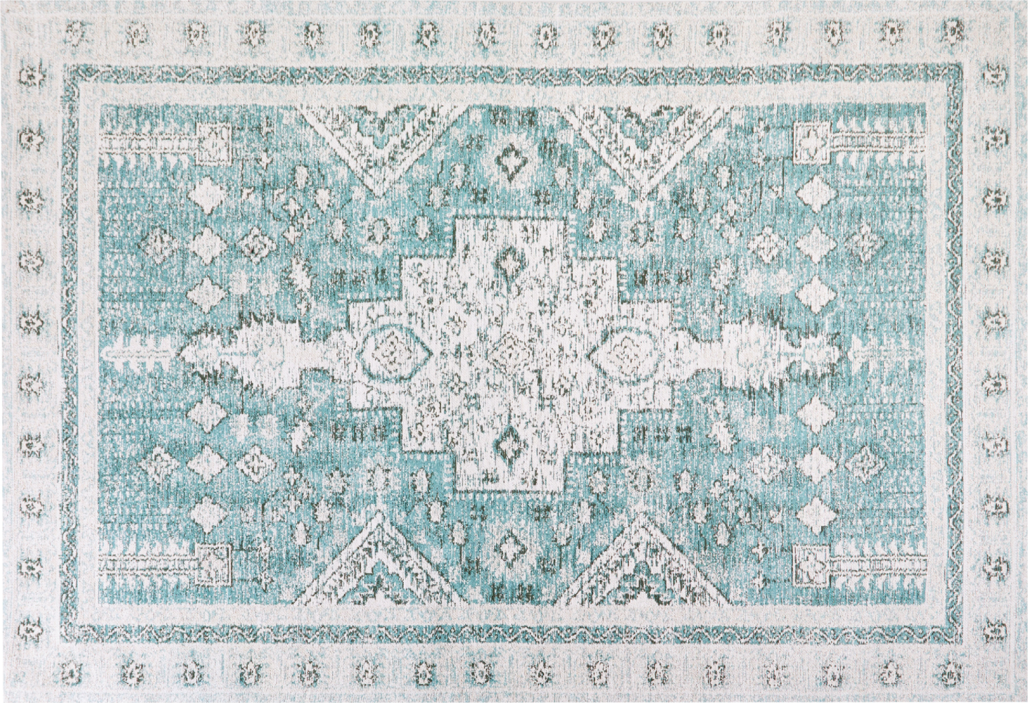 Teppich Baumwolle mintgrün 160 x 230 cm orientalisches Muster Kurzflor FULLA Bild 1