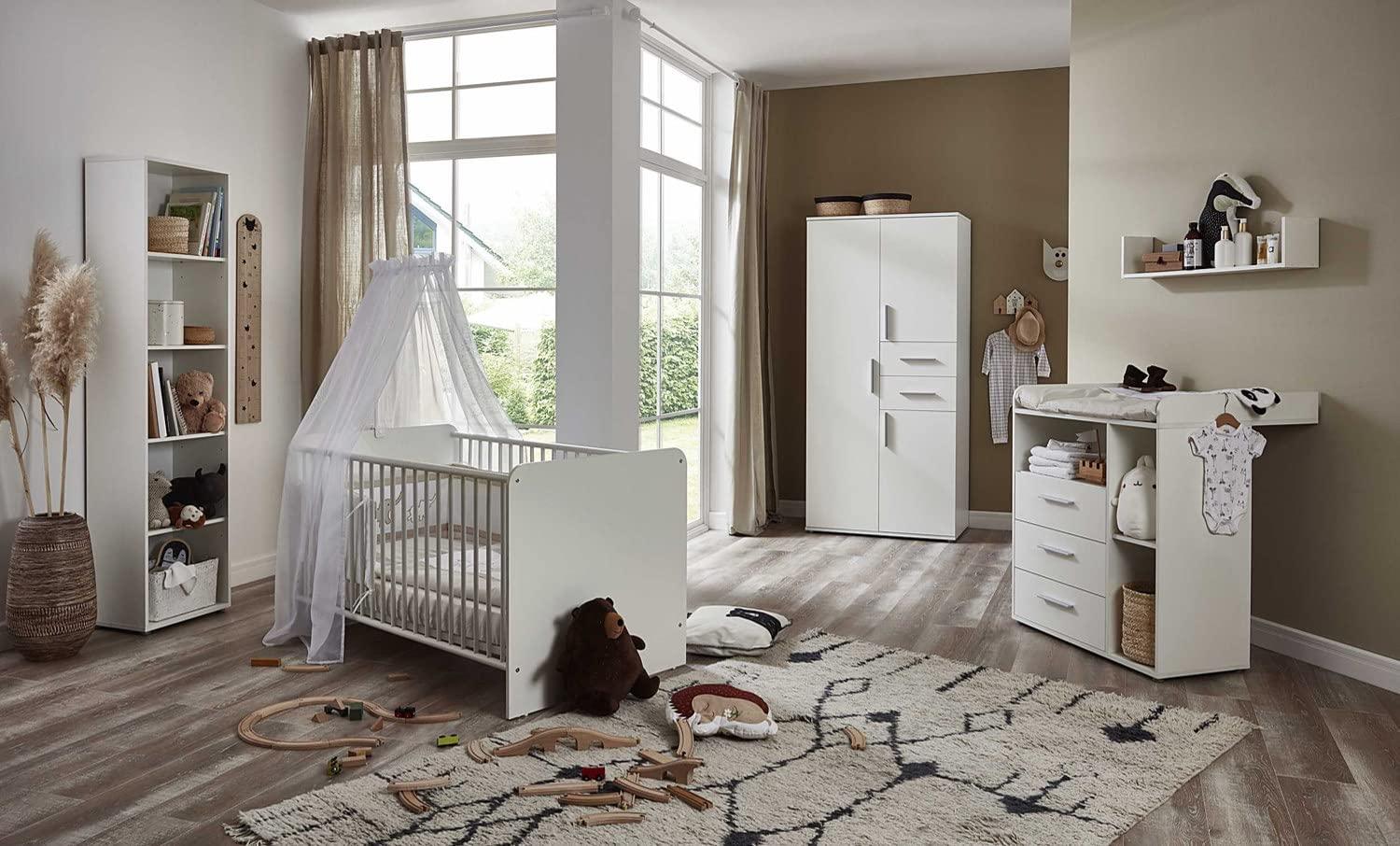 moebel-dich-auf Babyzimmer Aliya in weiß in verschiedenen Varianten Kinderzimmer Babymöbel Komplettset (Aliya 3) Bild 1