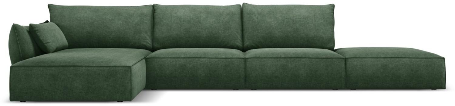Micadoni 5-Sitzer Ecke links Sofa Kaelle | Bezug Bottle Green | Beinfarbe Black Plastic Bild 1