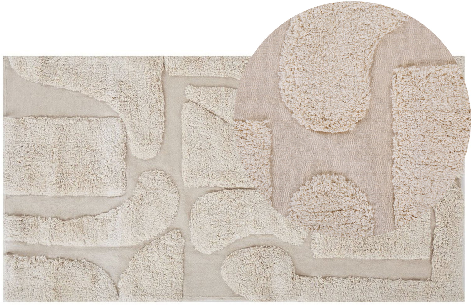Teppich Baumwolle beige 80 x 150 cm abstraktes Muster Kurzflor DIYADIN Bild 1