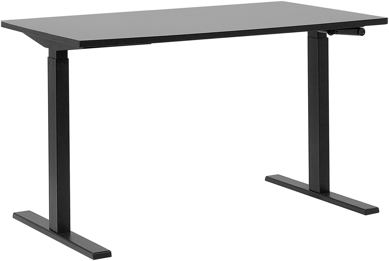 Schreibtisch manuell höhenverstellbar, Spanplatte Schwarz, 76-116 x 130 x 72 cm Bild 1